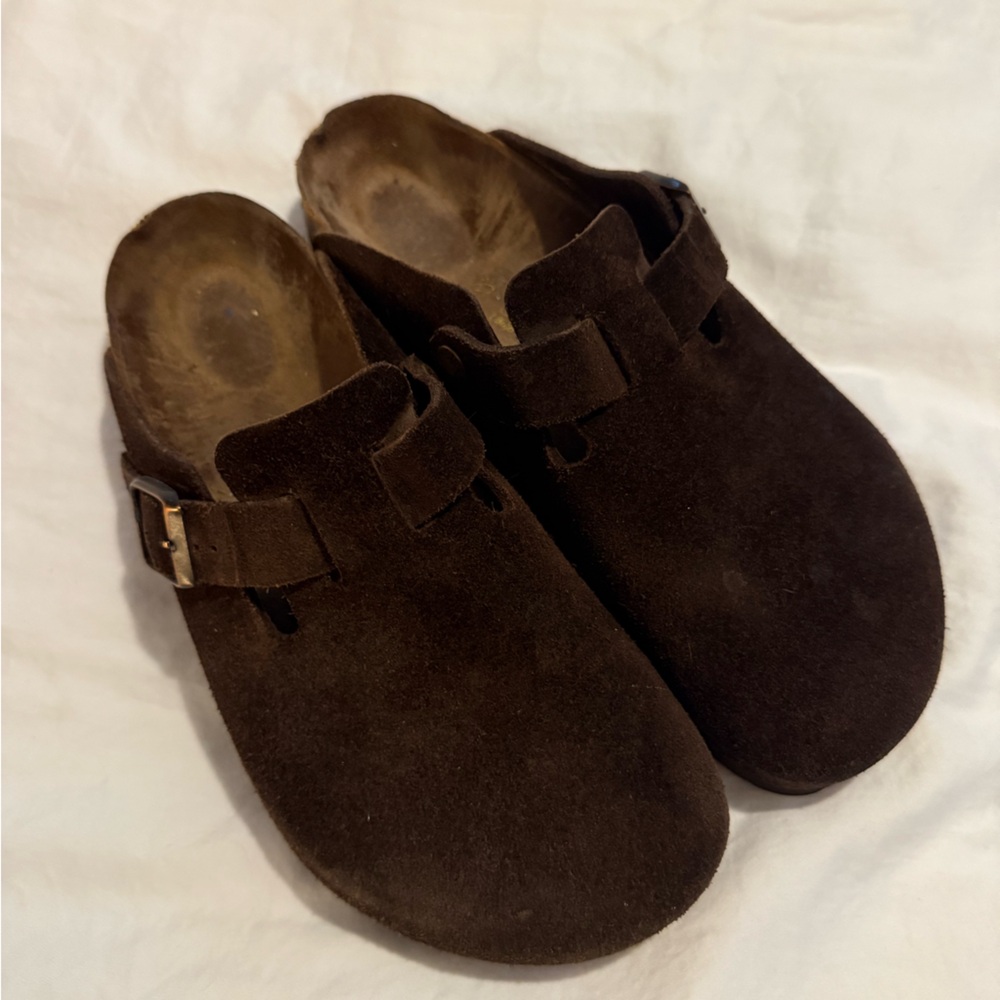 Birkenstock Brown Suede Boston Clogs